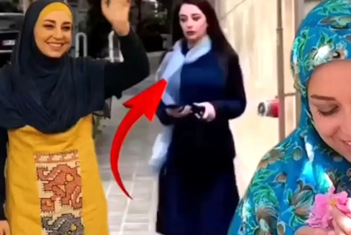بی حجابی خانم مجری وسط تهران/ ویدئو
