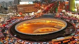 طرح دیوارنگاره میدان فلسطین به زبان عبری
