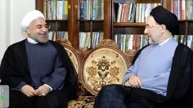 حسن روحانی و سیدمحمد خاتمی در پشت‌ صحنه یک فیلم سینمایی!/عکس
