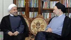 حسن روحانی و سیدمحمد خاتمی در پشت‌ صحنه یک فیلم سینمایی!/عکس
