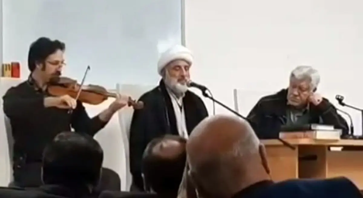 آواز خواندن یک روحانی در کنار یک ویولون نواز/ ویدئو
