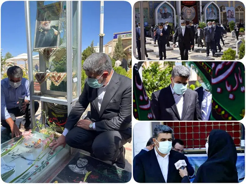 تجدید عهد مدیرعامل بانک صادرات ایران با سردار دلها در گلزار شهدای کرمان
