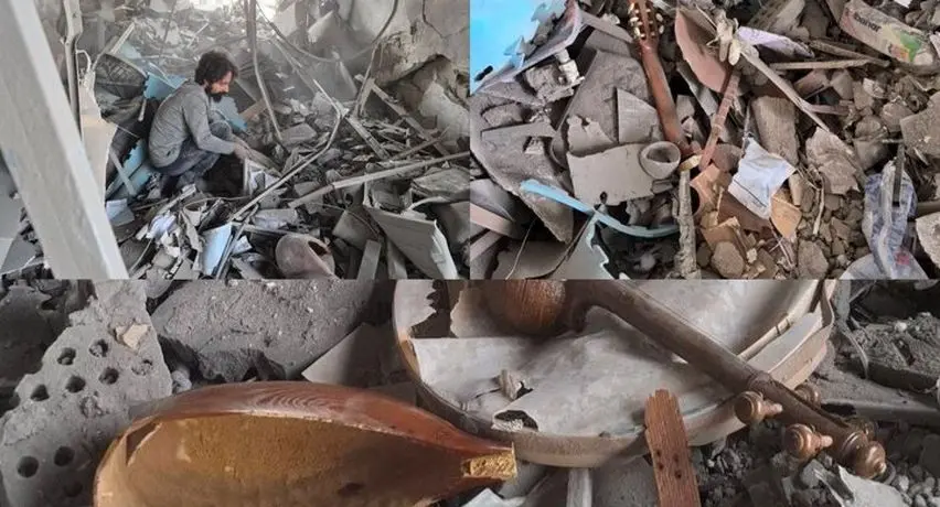 ویرانی کامل یک آموزشگاه موسیقی براثر حمله دشمن