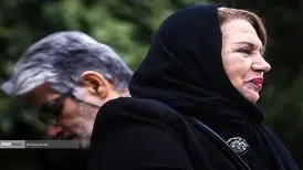 عکس | سیمین غانم در مراسم تشییع پیکر تورج شعبانخانی