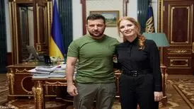 ویدئو) ملاقات خانم بازیگر و برنده اسکار با زلنسکی