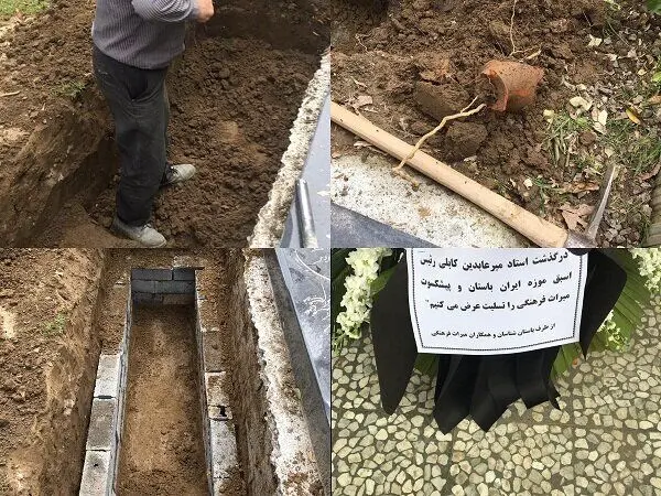 کشف سفال در قبر در حال حفر باستان‌شناس ایرانی +تصاویر