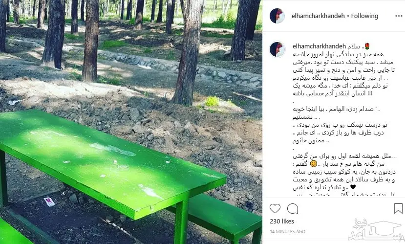 نامه عاشقانه الهام چرخنده به همسر سومش