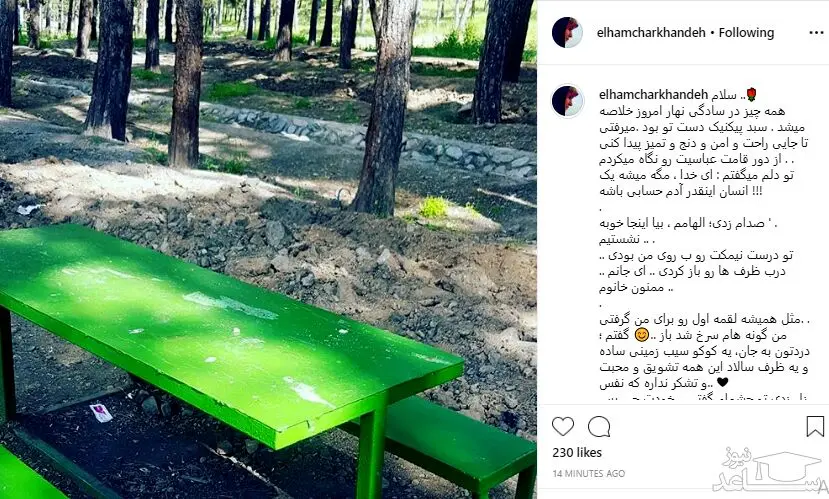 نامه عاشقانه الهام چرخنده به همسر سومش
