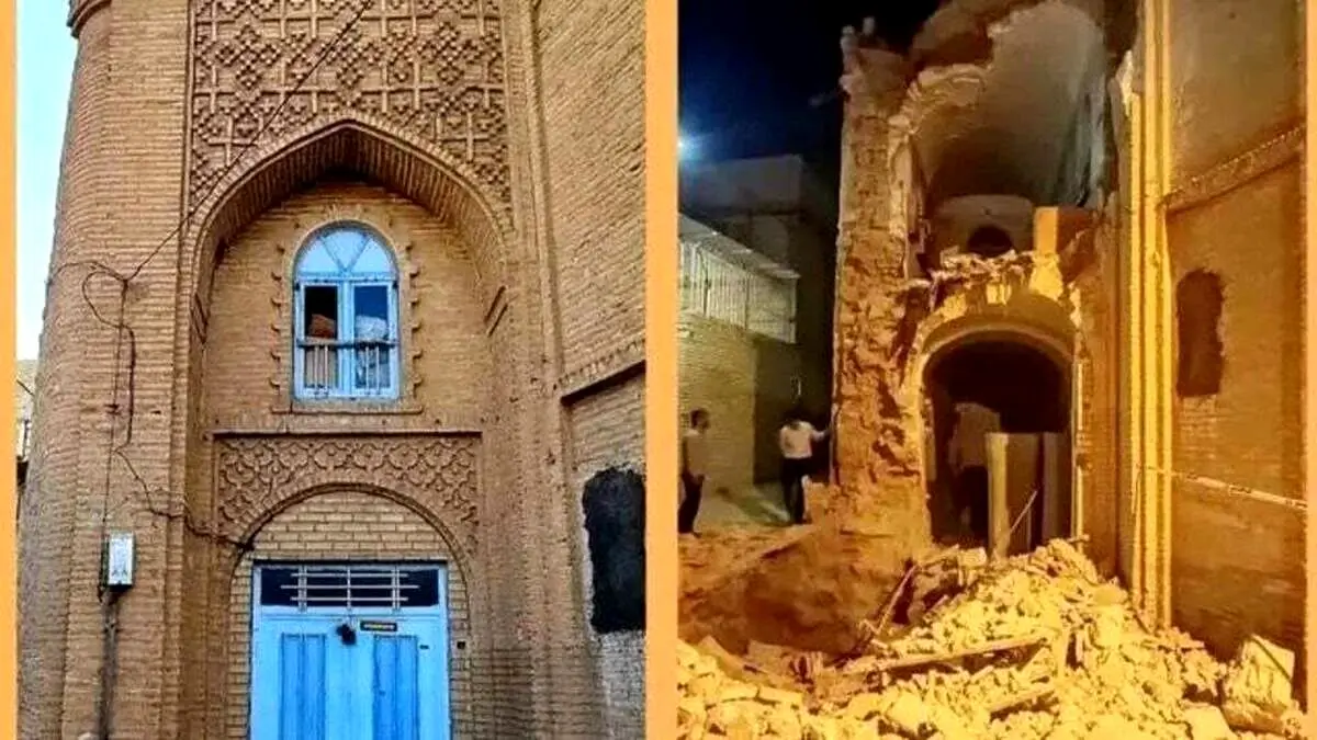 سردرِ خانه‌ دوره‌ی قاجاری در شوشتر فرو ریخت
