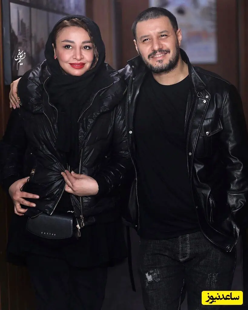 ژست های عاشقانه و باحال جواد عزتی و همسرش مهلقا باقری در آتلیه عکاسی
