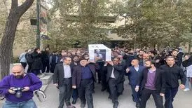 حضور علی لاریجانی و فرزند شهید بهشتی در مراسم وداع با استاد اسلامی ندوشن
