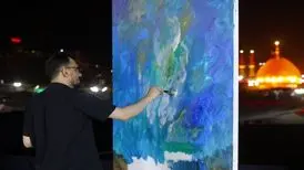 حسن روح‌الامین در واکنش به جنایت رژیم صهیونیستی اثری ترسیم می‌کند
