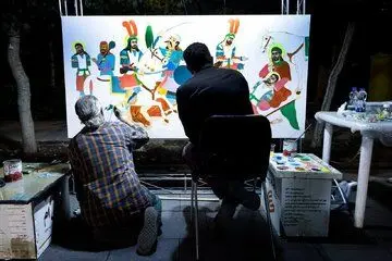 هنرمندان تجسمی  به «خیمه هنر» آمدند/70 اثر خلق شد
