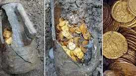 کشف کوزه‌ای مملو از سکه‌های طلای ایران باستان

