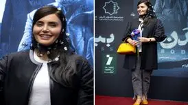 الناز شاکردوست با مد ۱۴۰۳ روی فرش قرمز/ ترکیب مینی‌اسکارف، کیف پرتقالی و پاشنه بلند

