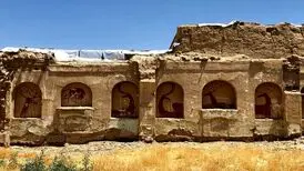 گوزن‌های سرخ روی دیوارهای خانه ویران شده